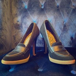 Black Loafer Style 4.25-inch Heels